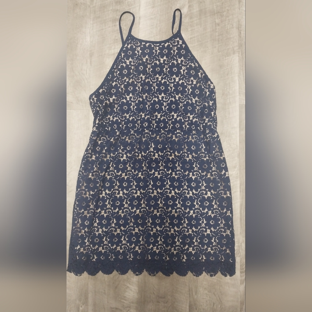 Jella Couture Navy and Cream Lace Dress